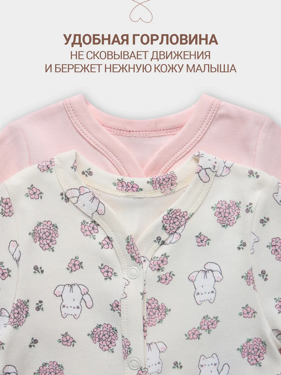 Комбинезон 2 шт Mark Formelle (Марк Формэль) 14005-2/котики с цветами на молочном +розовый - фото 5