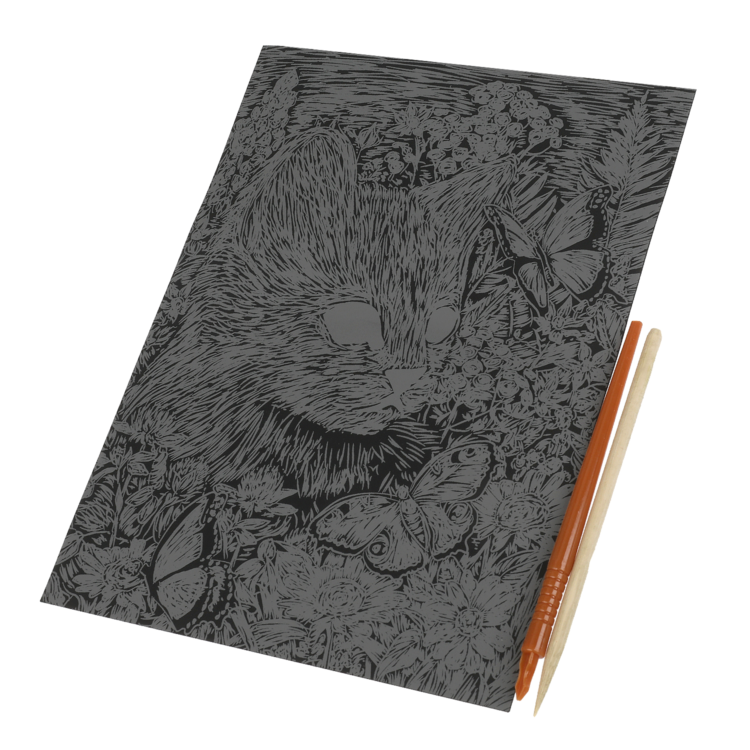 Гравюра Multiart Котик с бабочкой - фото 2