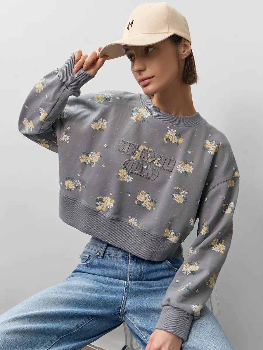Свитшот Mark Formelle (Марк Формэль) 122966/цветы на сером - фото 9