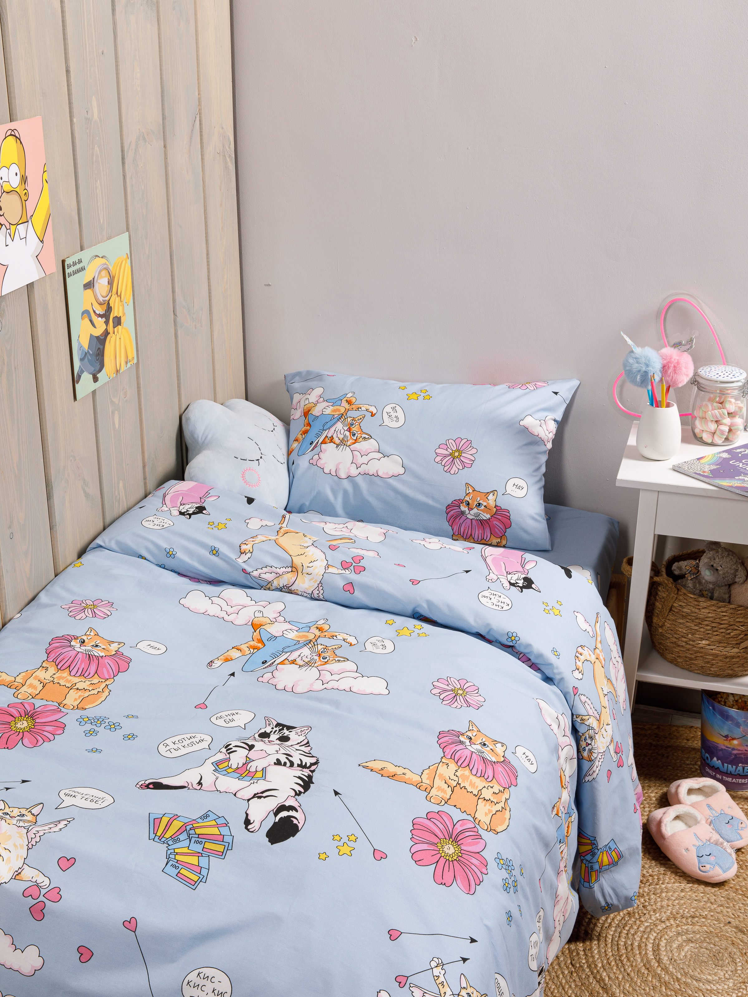 Комплект постельного белья Wake Me Wake Kitty полутораспальный 3 предм. - фото 3