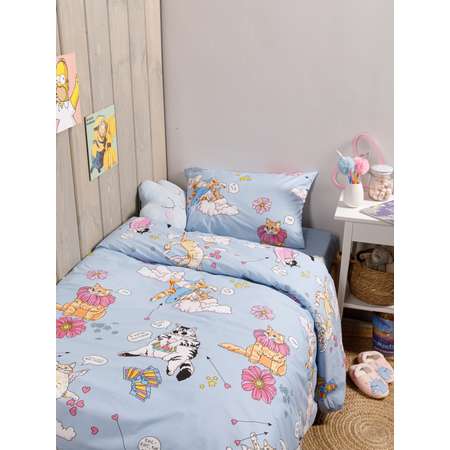 Детское постельное белье Wake Me Wake Kitty 1.5 спальный наволочка 70х70 см