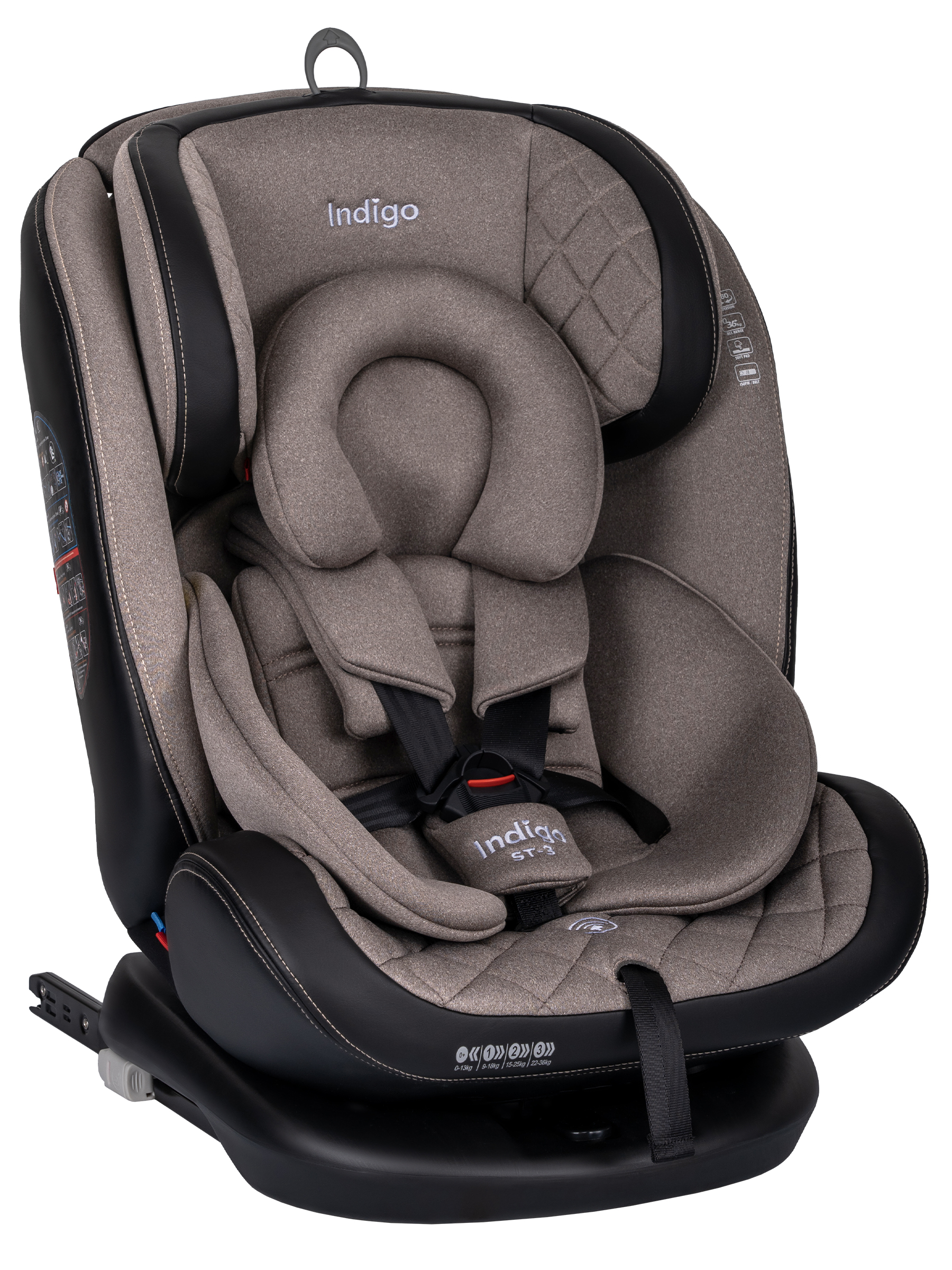 Автокресло Indigo Aero, бежевый Isofix 0+/1/2/3 (0-36 кг) - фото 2