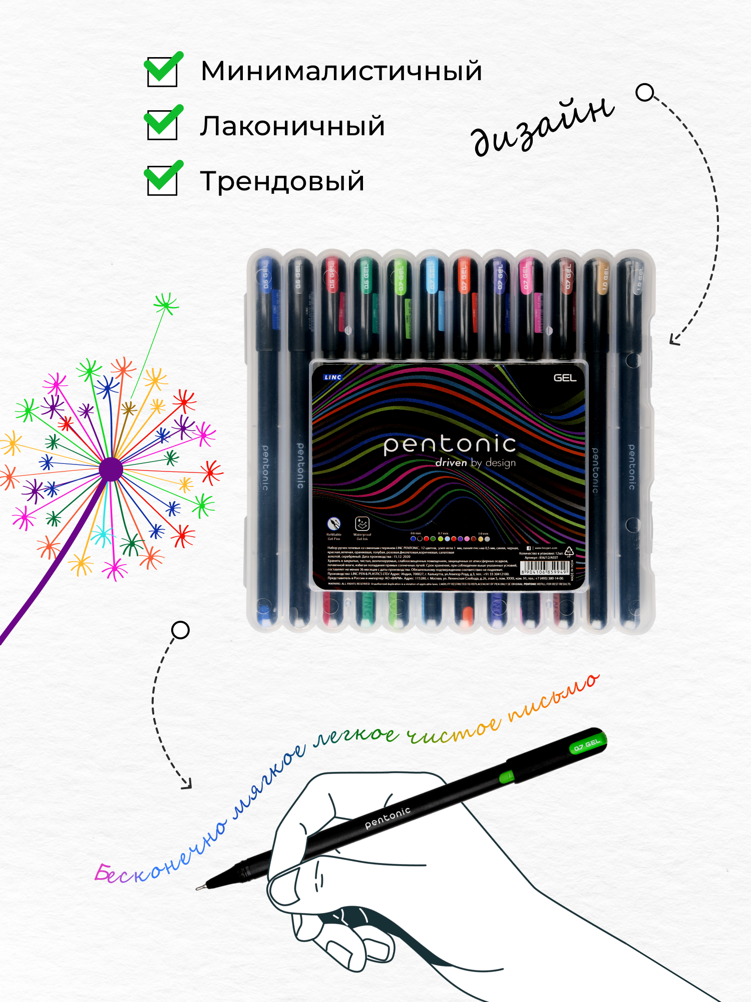 Ручка гелевая LINC 12 шт. - фото 4