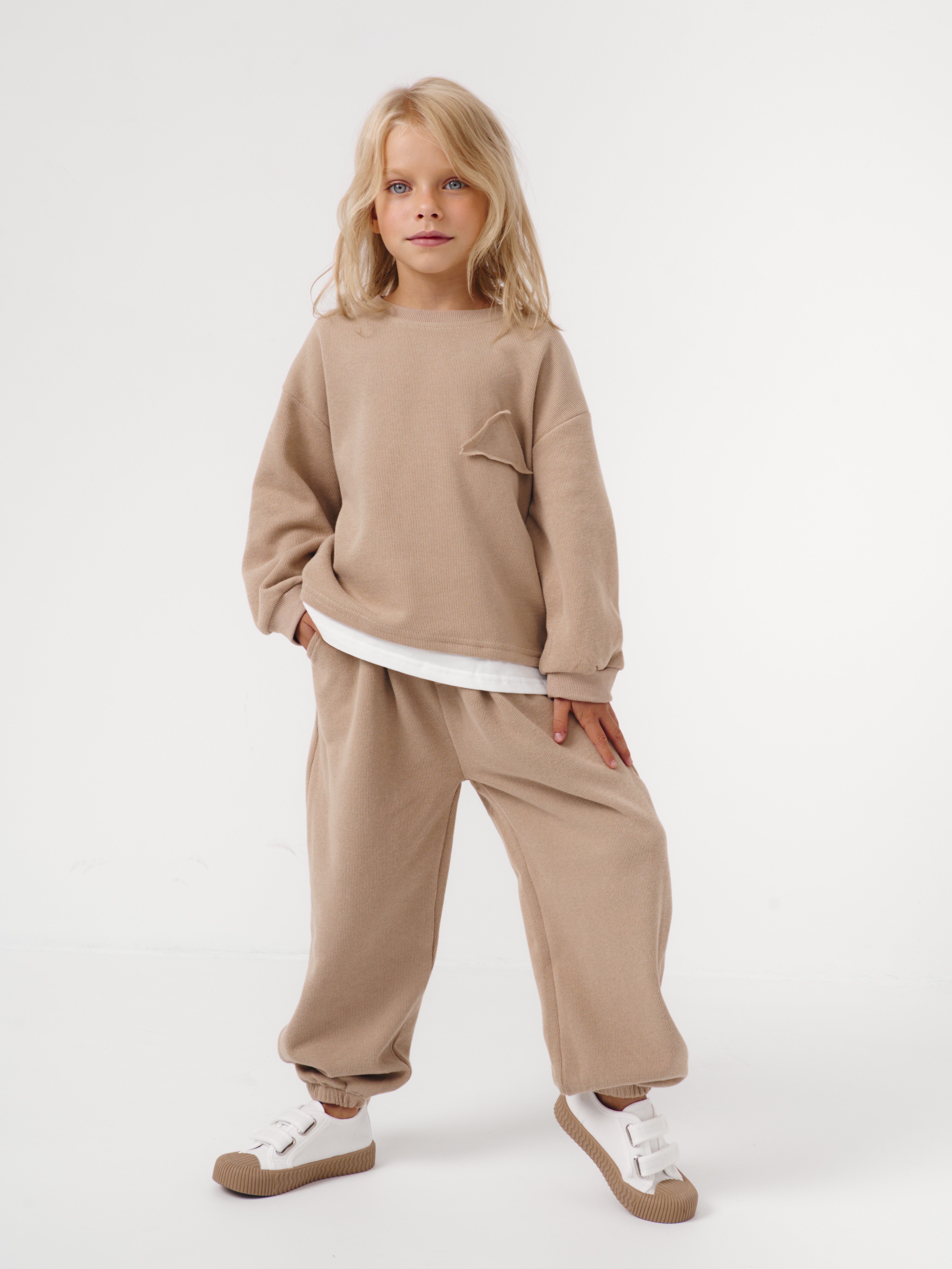 Костюм спортивный OZITI KIDS ok010235/бежевый - фото 1