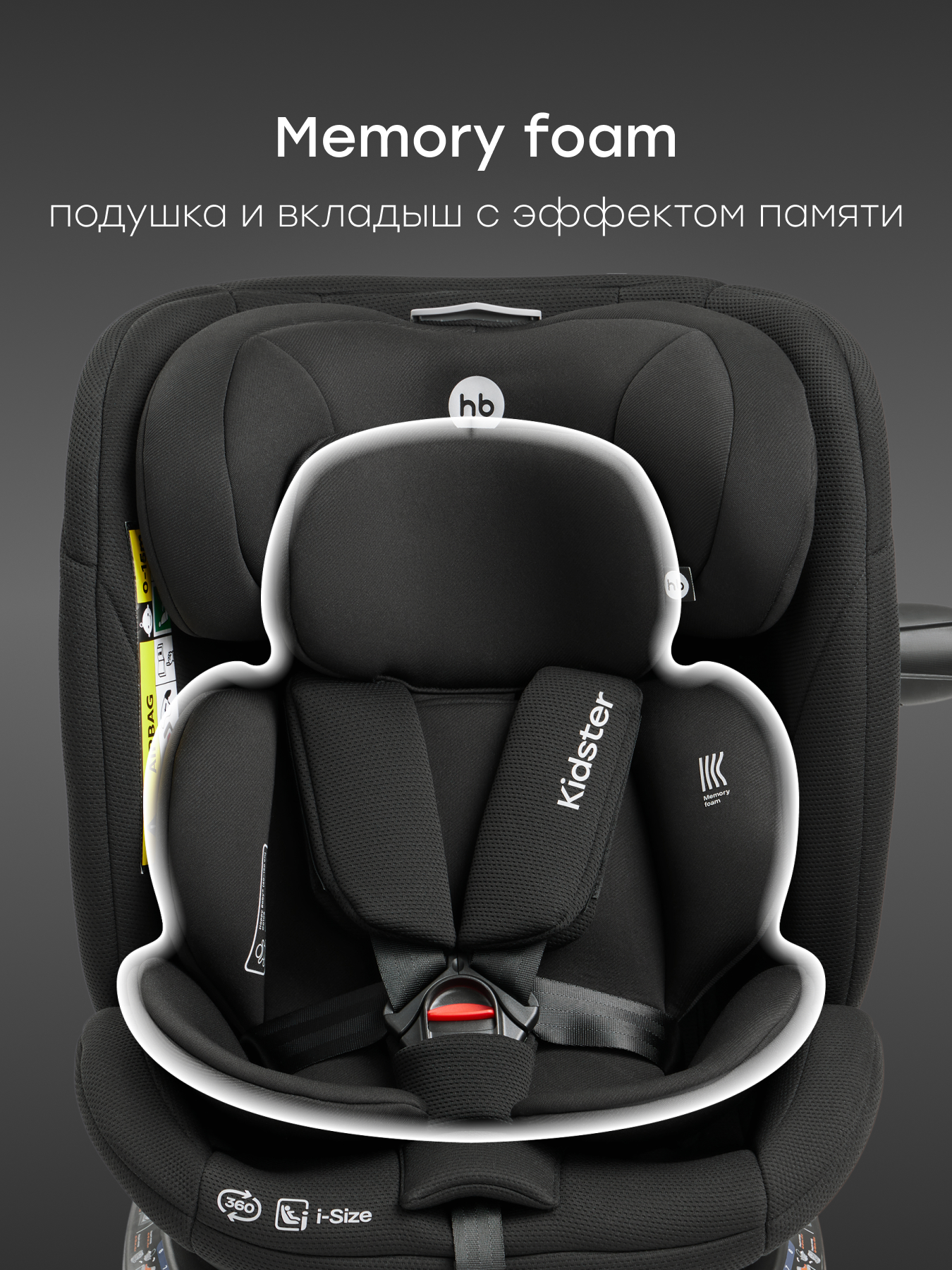Автокресло Happy Baby Kidster Isofix 0+/1/2/3 (0-36 кг) черный - фото 7