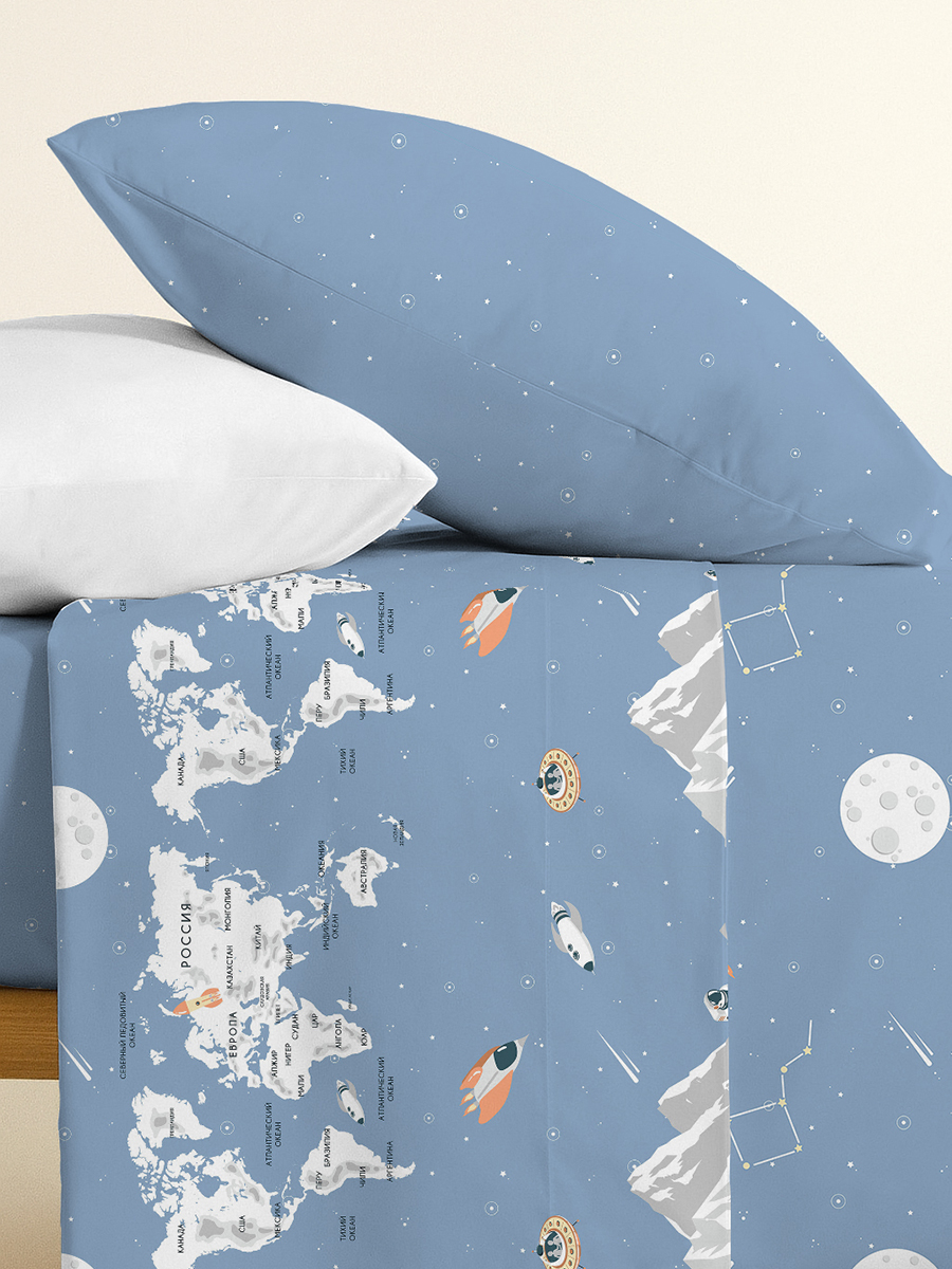 Комплект постельного белья BRAVO kids dreams Maps полутораспальный 3 предм. - фото 2
