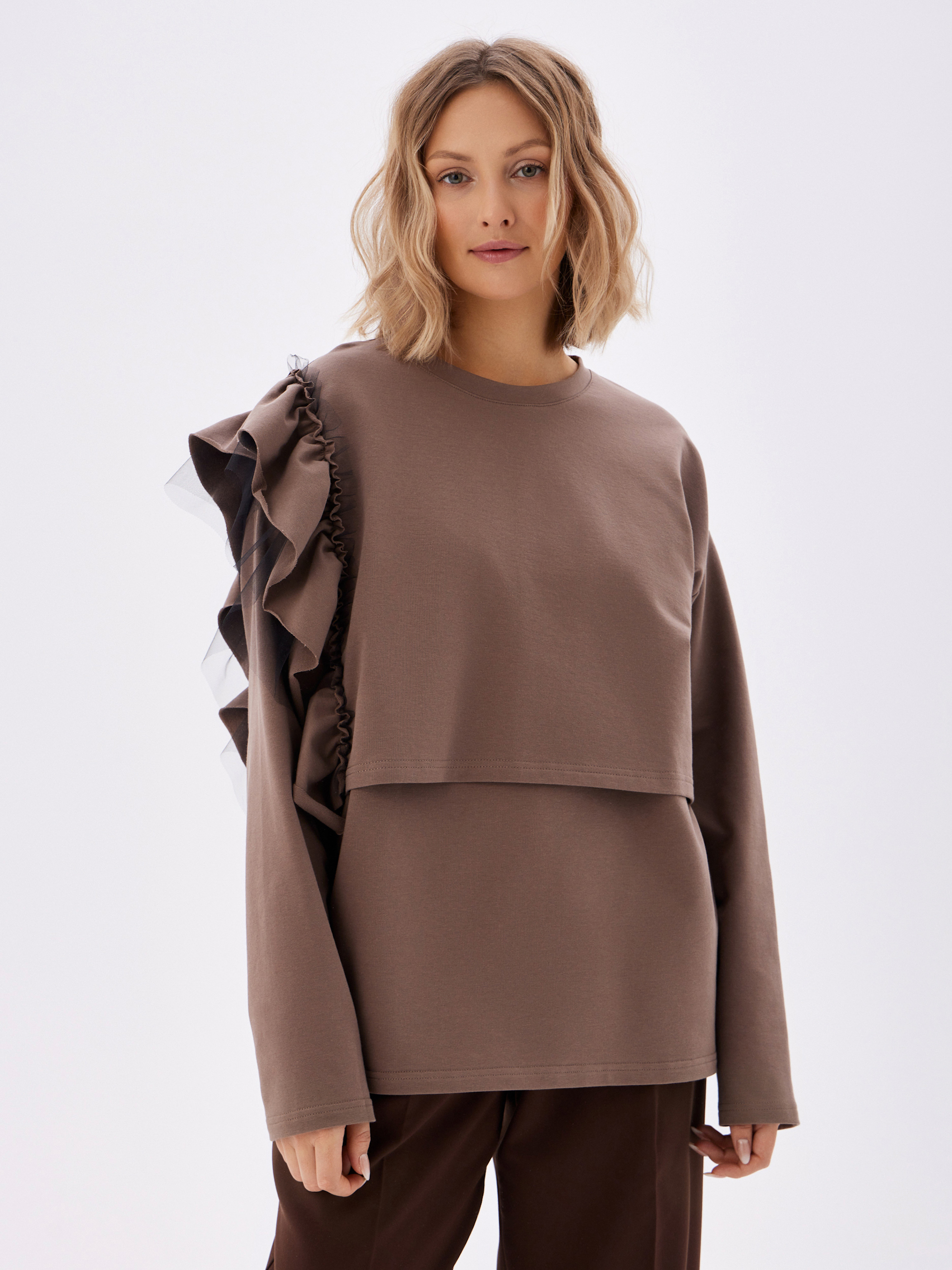 Лонгслив для кормящих Proud Mom ЛВОЛ-0500-кофе - фото 7