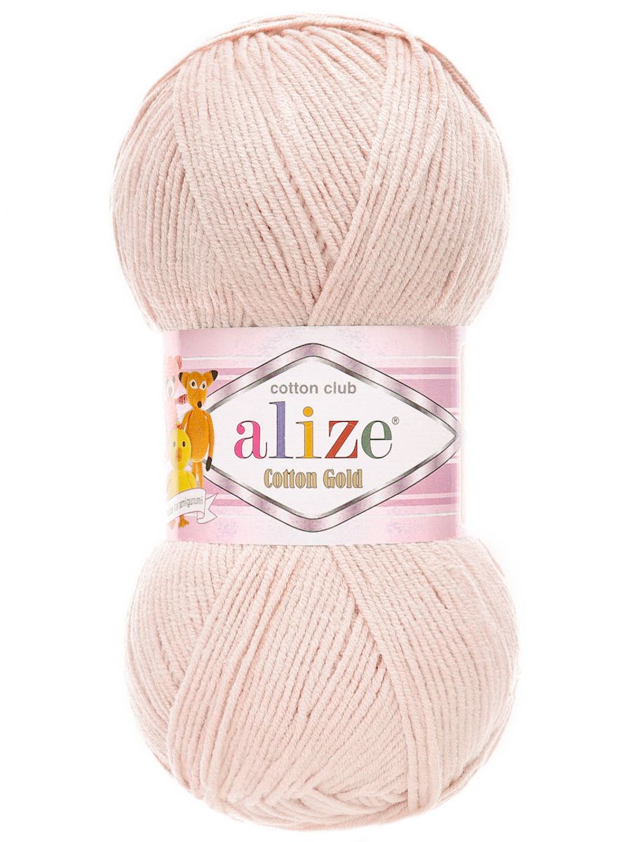 Пряжа Alize для теплой одежды пледов игрушек Cotton gold 100 гр 330 м 5 мотков 382 телесный - фото 4