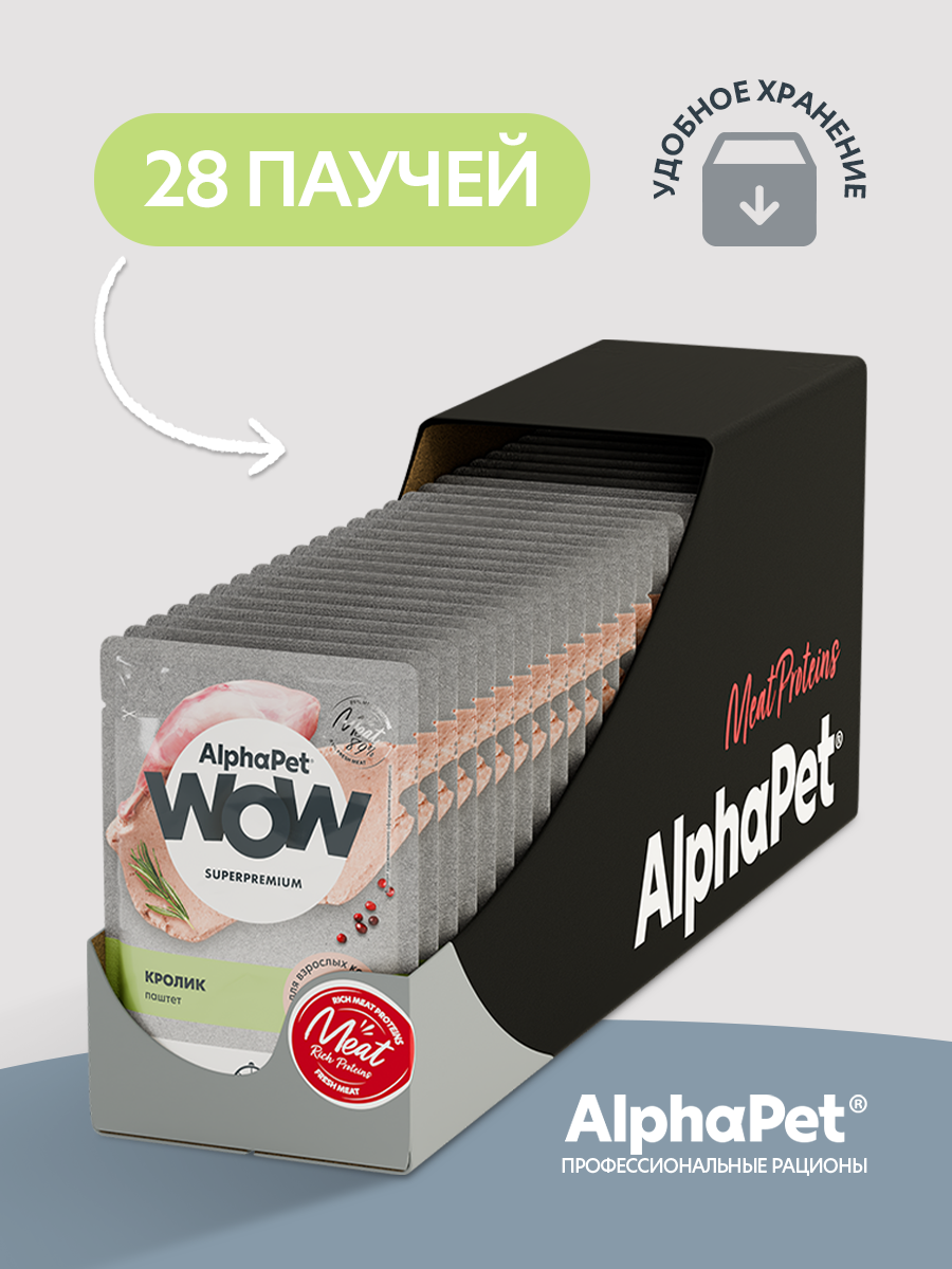 Влажный полнорационный корм AlphaPet для взрослых стерилизованных кошек паштет с кроликом 15 шт/80г - фото 9