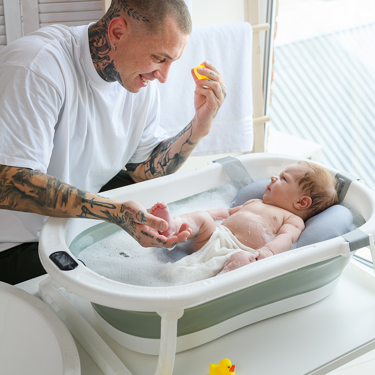 Ванночка Miyoumi с матрасиком, складная зеленый - фото 19