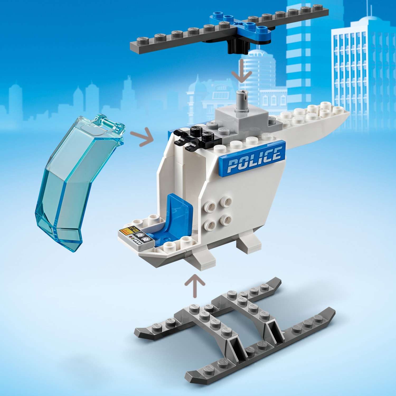 Конструктор LEGO City Полицейский вертолёт блочный - фото 7