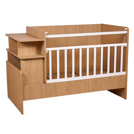 Детская кроватка Polini kids Ameli прямоугольная, без маятника (белый, дуб сонома)