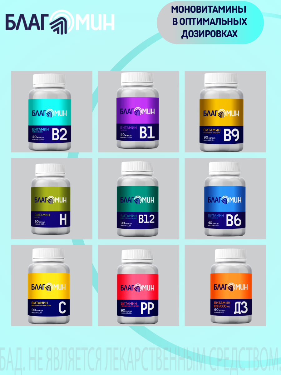 БАД Благомин Витамин В2 (рибофлавин 2мг) капсулы массой 0.25г №40 - фото 10