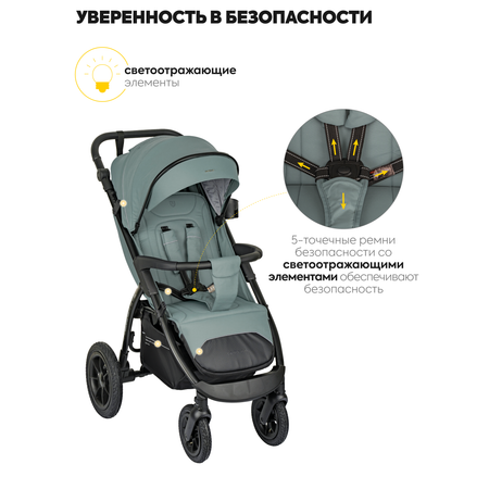 Коляска прогулочная JOVOLA Air 25 с сумкой зеленый-серый