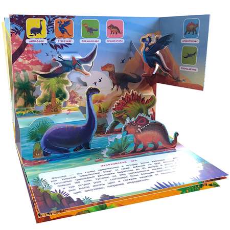 Энциклопедия-панорамка 3D Malamalama Динозавры Книжка-панорамка