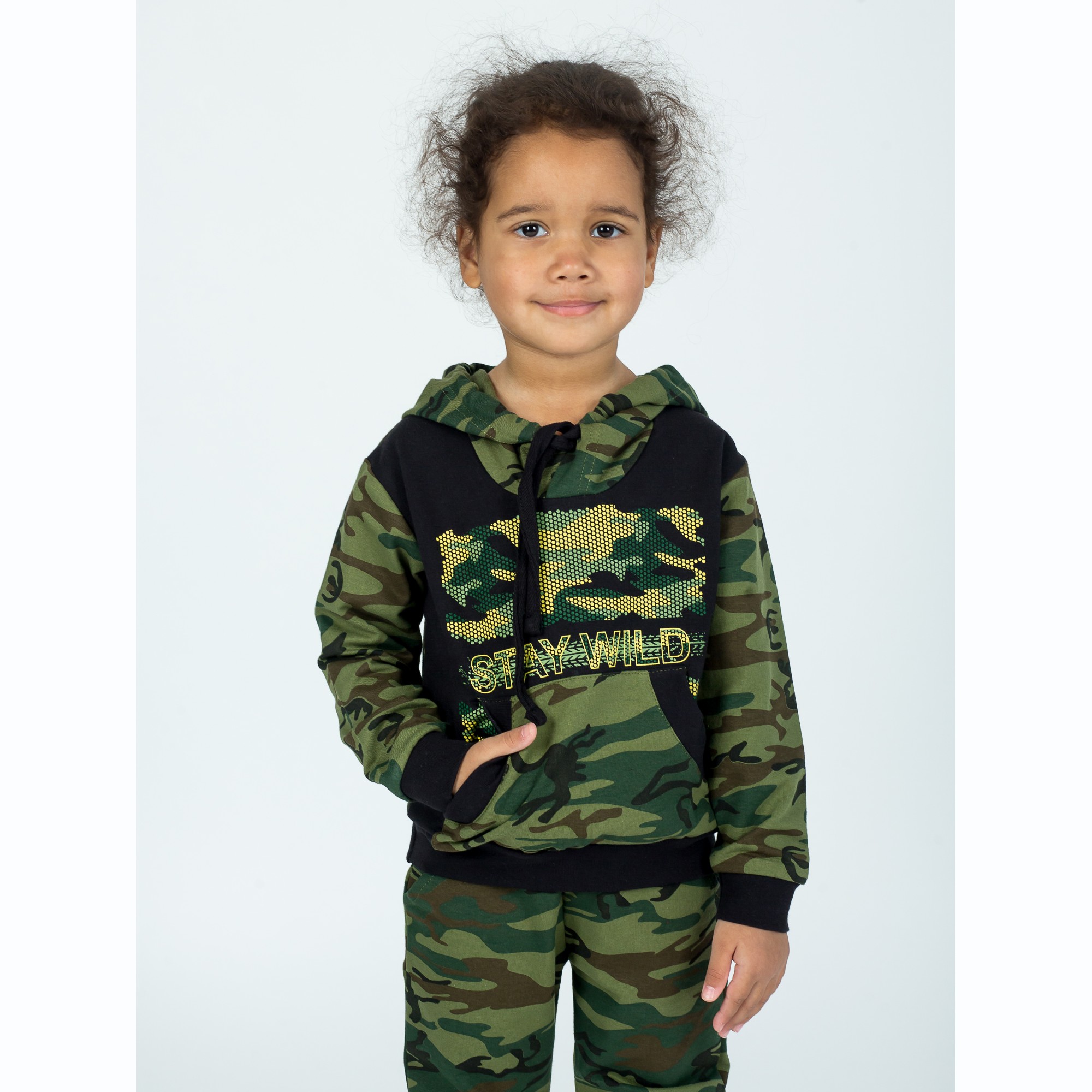 Костюм спортивный KiMMi Baby КБ-1308747 хаки черный милитари - фото 14