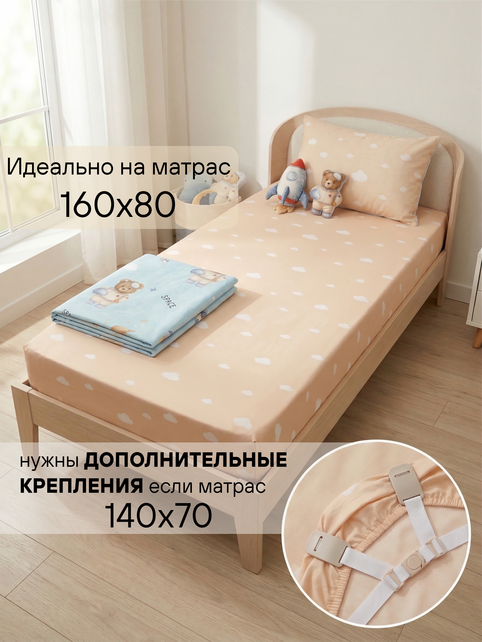 Комплект постельного белья СОННЫЙ ГНОМИК 160х80 сатин детский 3 предм. - фото 3
