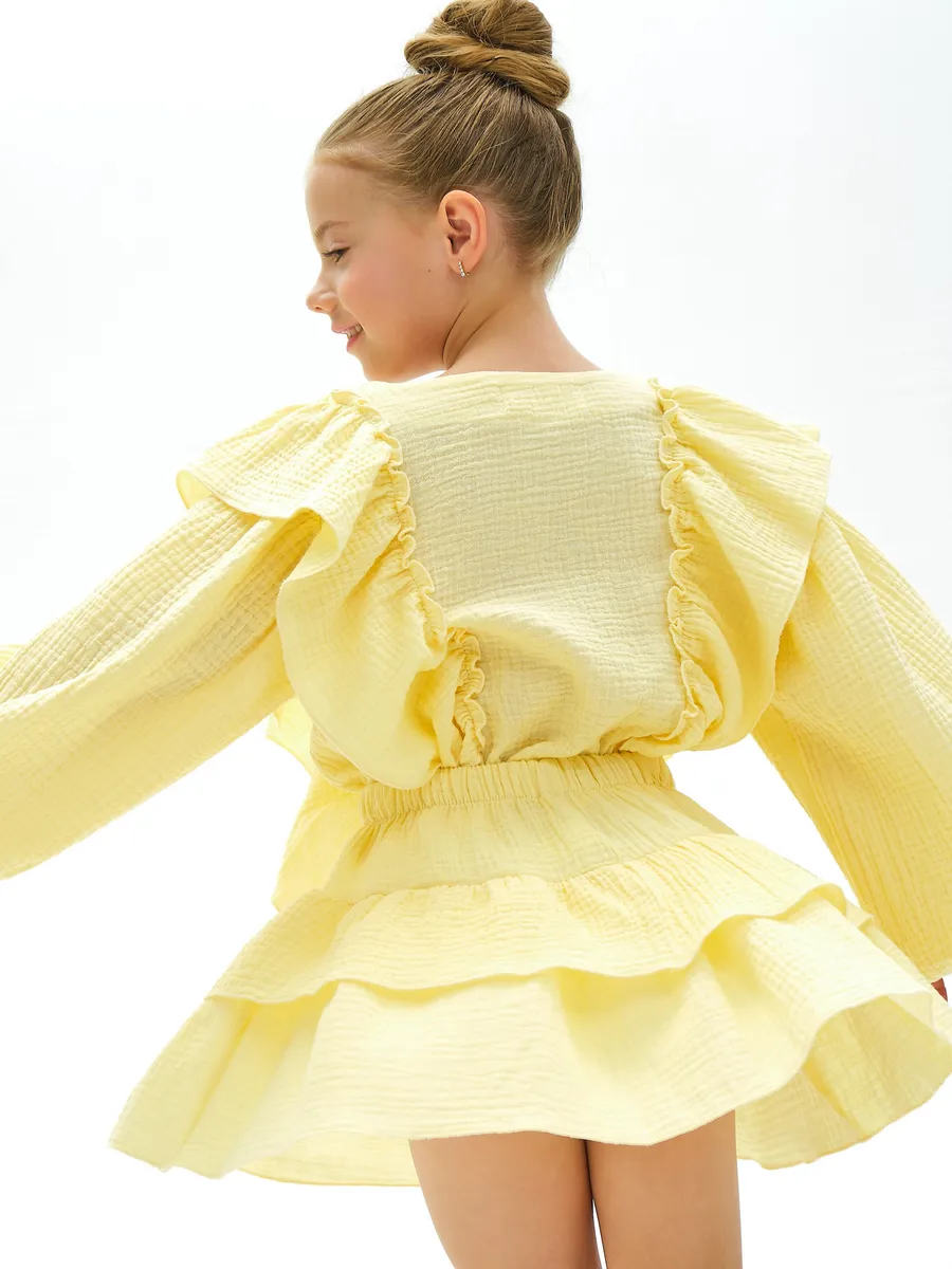 Блузка и юбка Leli dress костюм_муслин_с_юбкой_желтый - фото 4