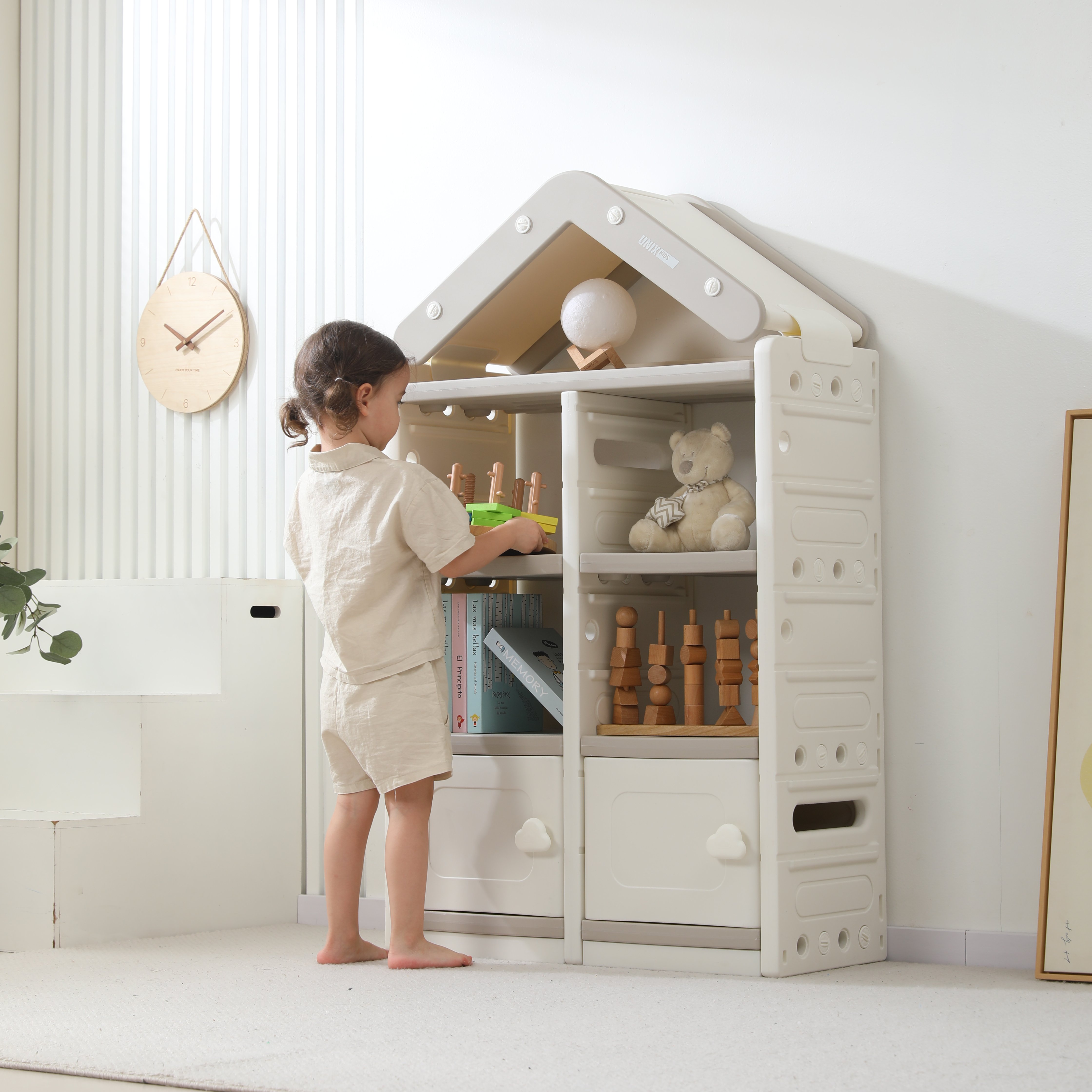 Стеллаж для игрушек UNIX Kids House 2 ящика Grey - фото 13