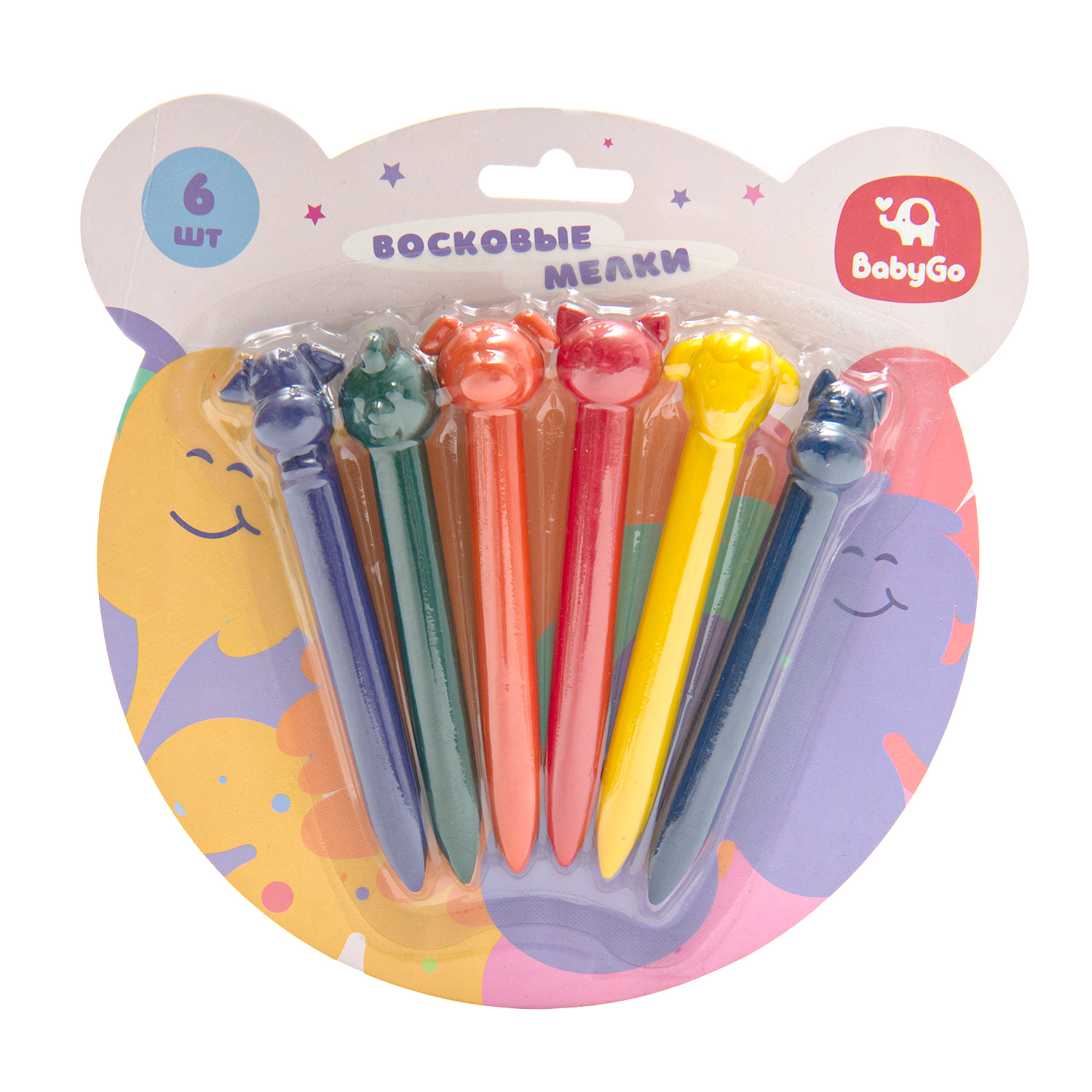 Восковые мелки BabyGo 6 шт. - фото 1