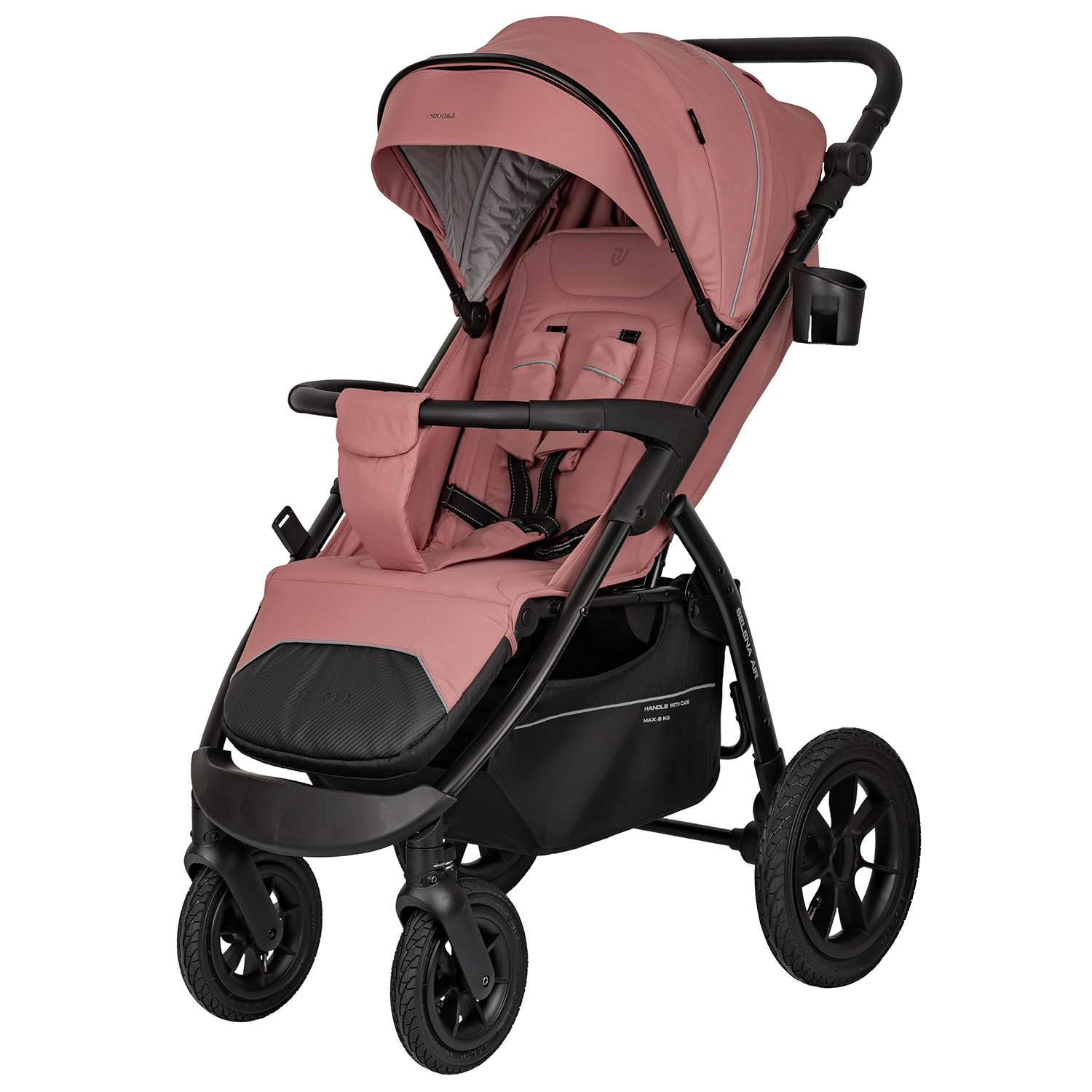 Коляска прогулочная JOVOLA SELENA Air 25 с сумкой розовый - фото 13