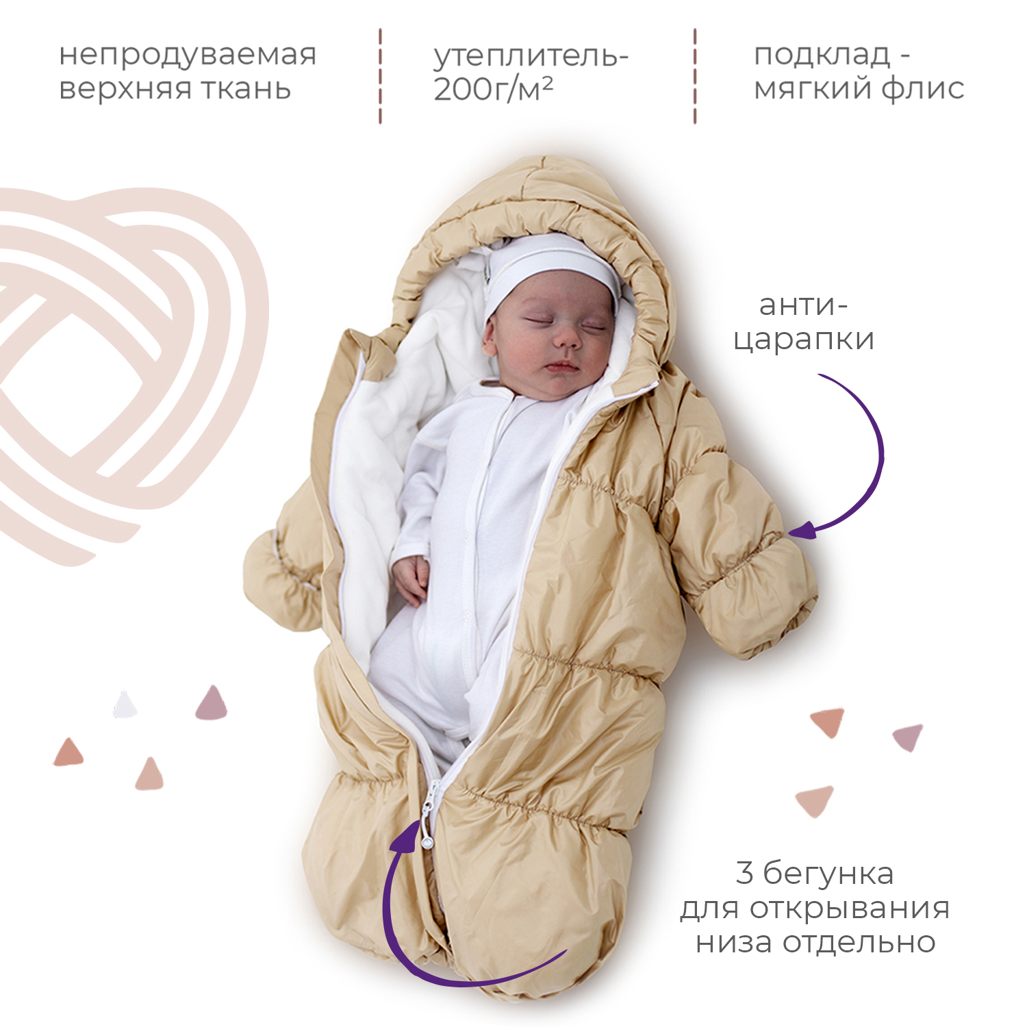 Конверт на выписку inlovery Маршмеллоу золотой - фото 2