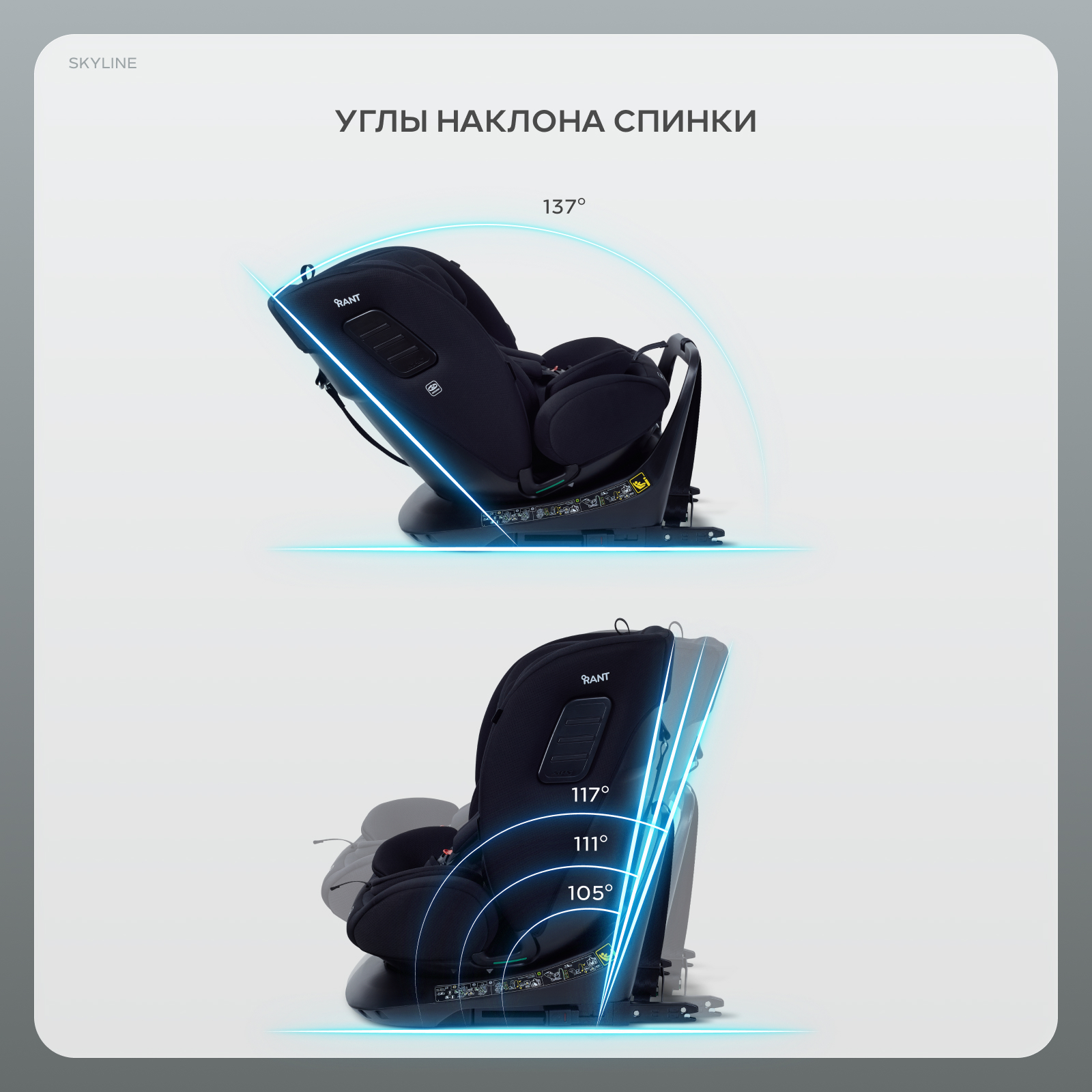 Автокресло Rant Skyline isofix Isofix 0+/1/2/3 (0-36 кг) черный - фото 5
