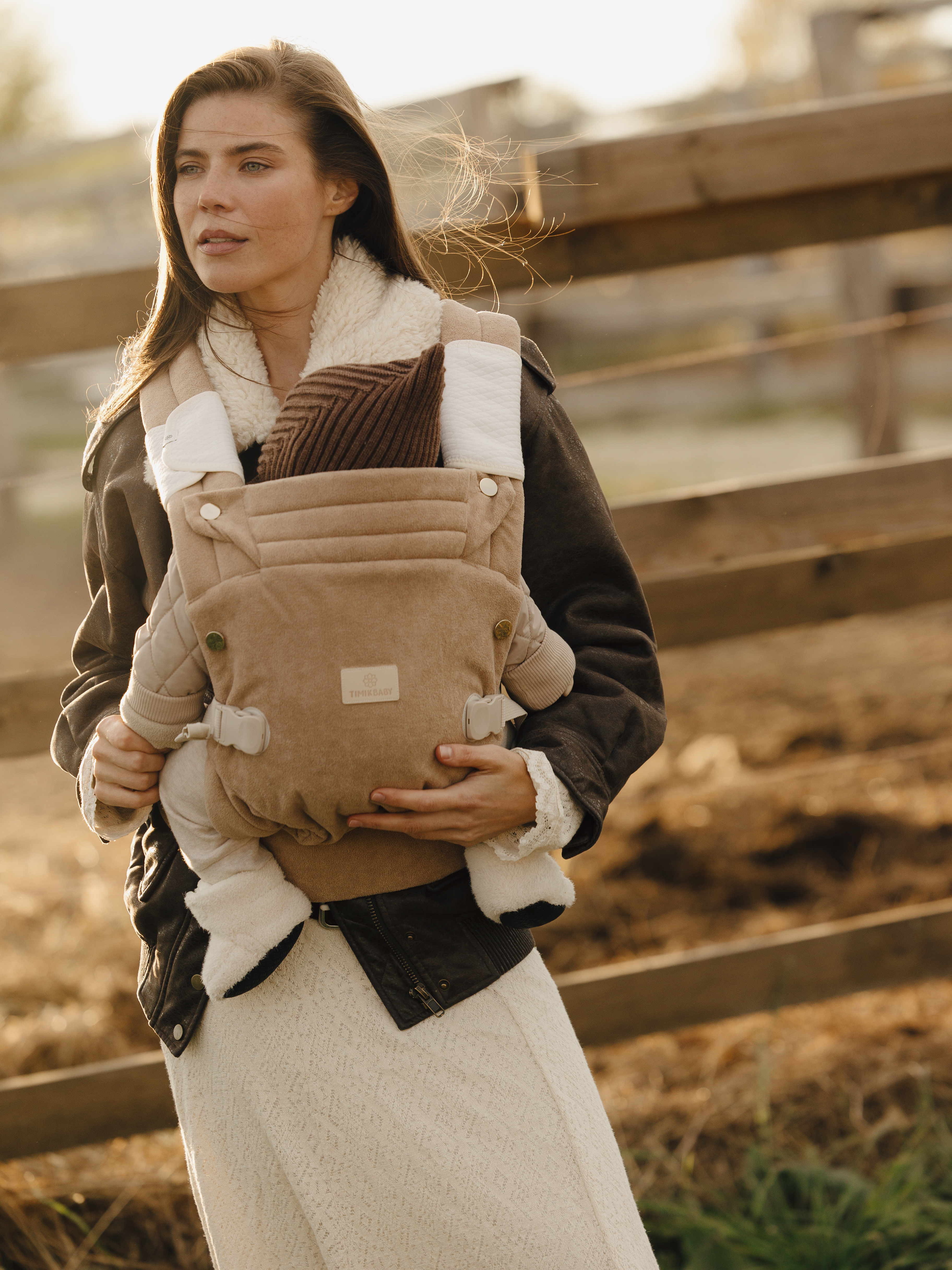 Переноска для новорожденных Timikbaby эргорюкзак бежевый плюш - фото 1