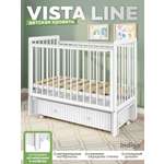Детская кроватка Indigo Vista Line колеса, ящик белая аляска, продольный маятник