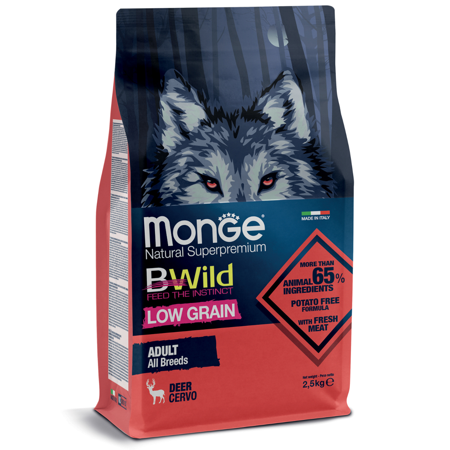 Корм для собак MONGE Dog BWild Low Grain всех пород низкозерновой из мяса оленя 2.5кг - фото 2