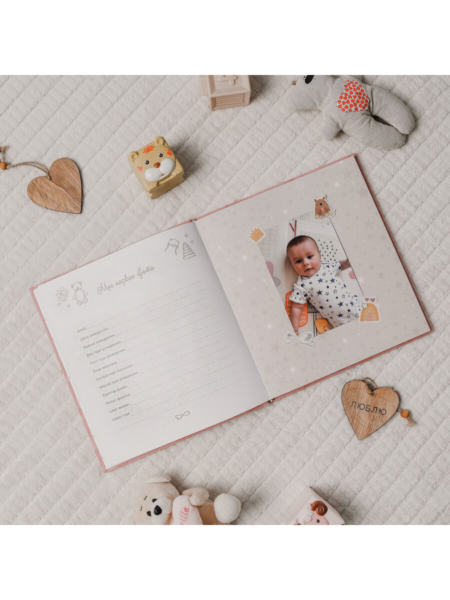 Фотоальбом анкета Brauberg детский семейный для новорожденных с наклейками - фото 17