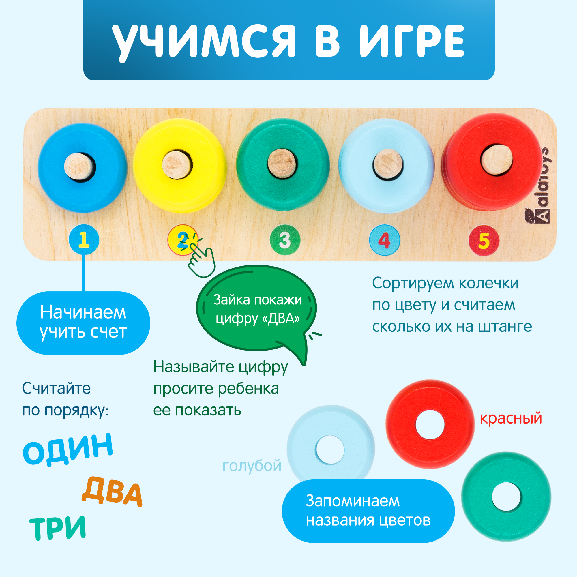 Игрушка Alatoys пирамидка Монтессори - фото 2