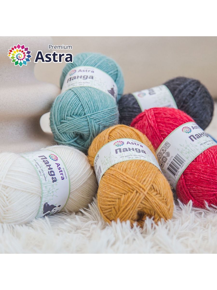 Пряжа Astra Premium Панда Panda шерсть бамбук 100 г 240 м 515 светло - голубой 2 мотка - фото 9