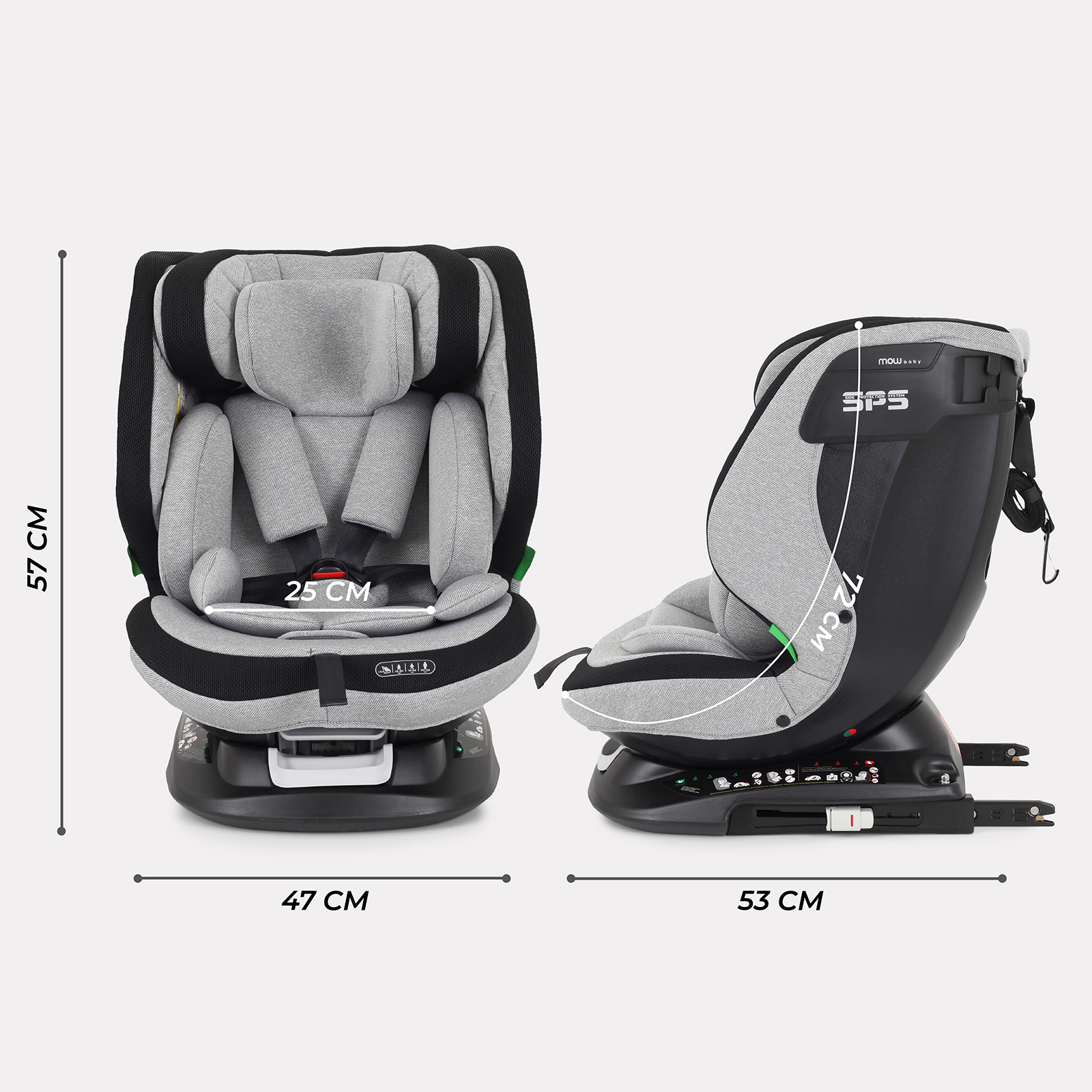 Автокресло MOWbaby Motion Isofix 0+/1/2/3 (0-36 кг) серый - фото 2