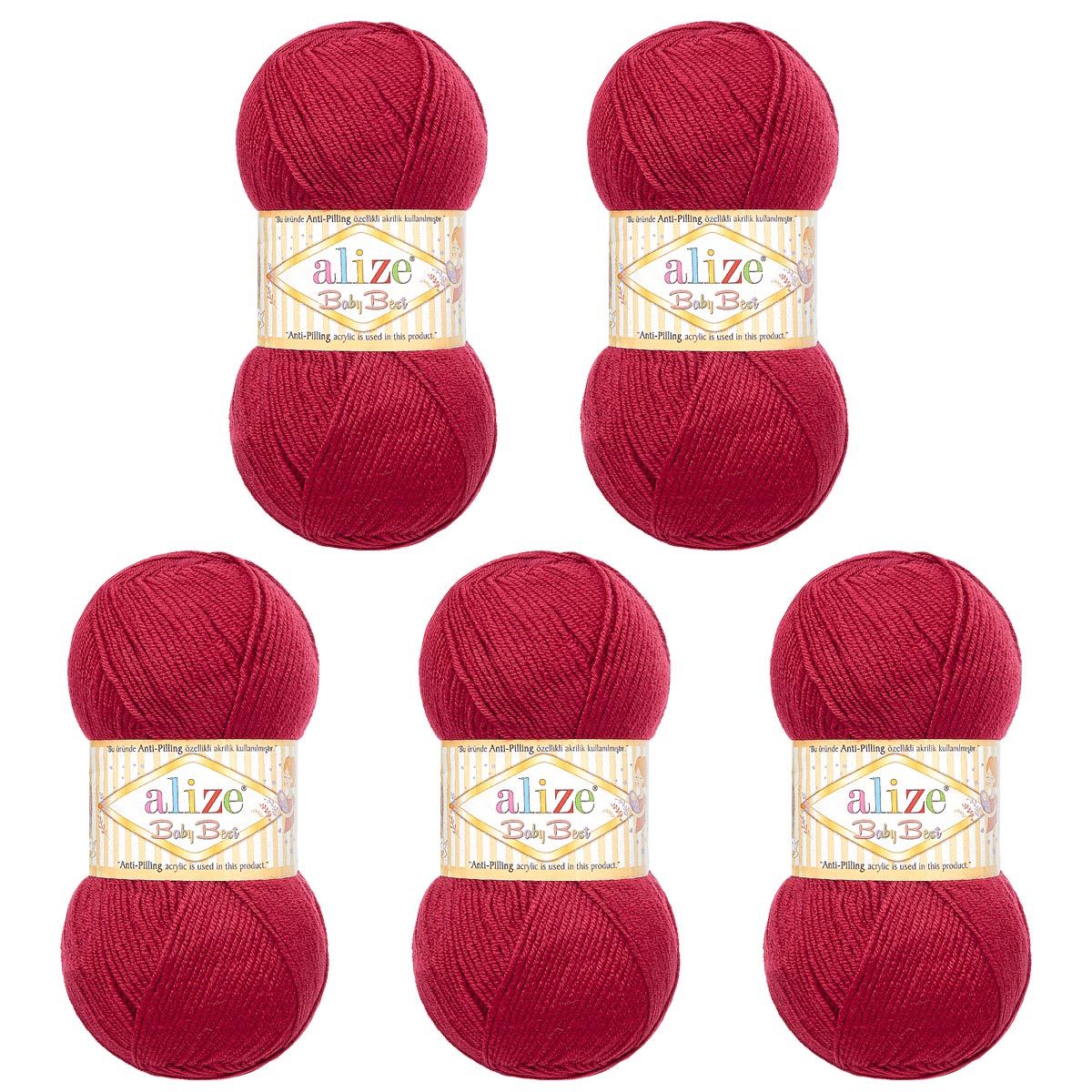 Пряжа для вязания Alize baby best бамбук акрил с эффектом антипиллинг 100 г 240 м 390 вишневый 5 мотков - фото 6