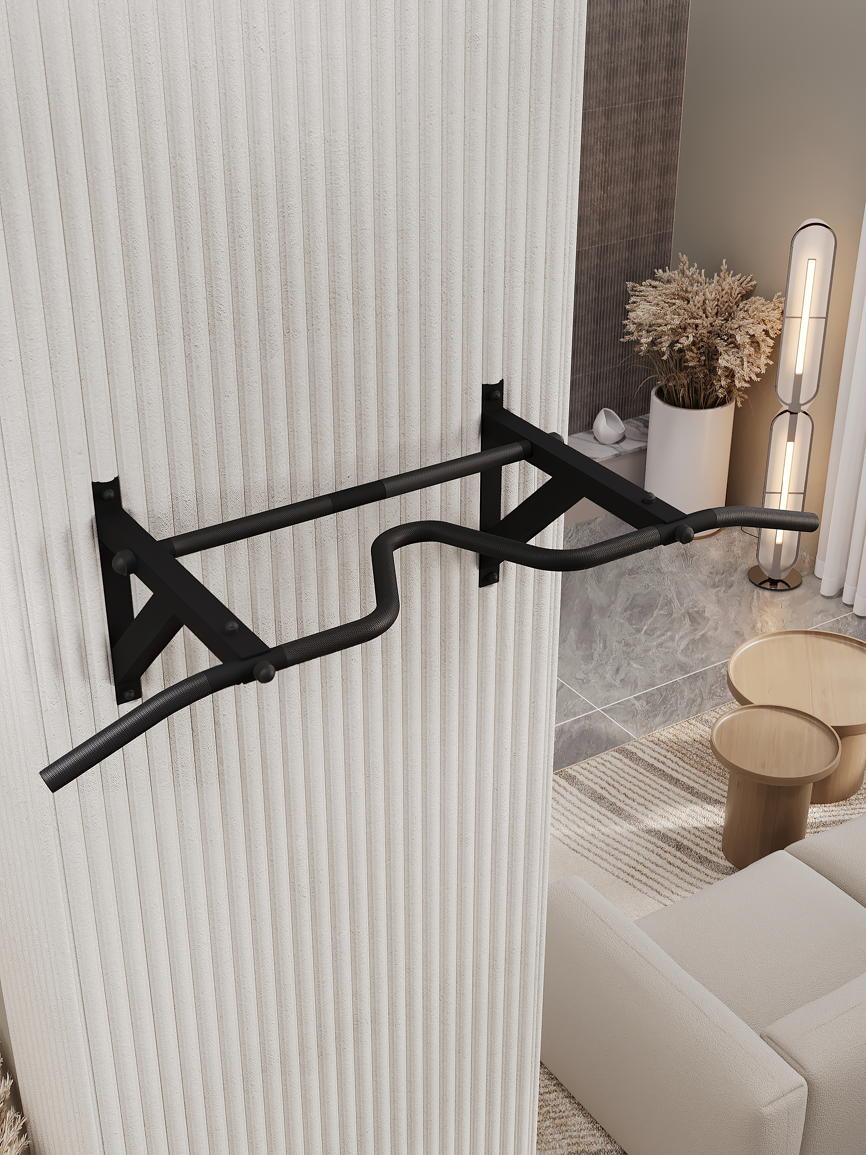 Турник настенный VENOM BLACК - стальное рифление хватов - фото 1