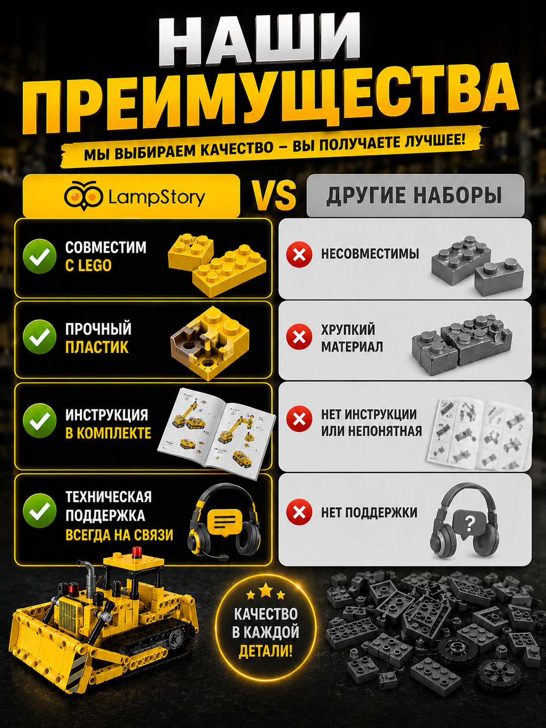 Конструктор LampStory Строительная техника 367 дет. - фото 10