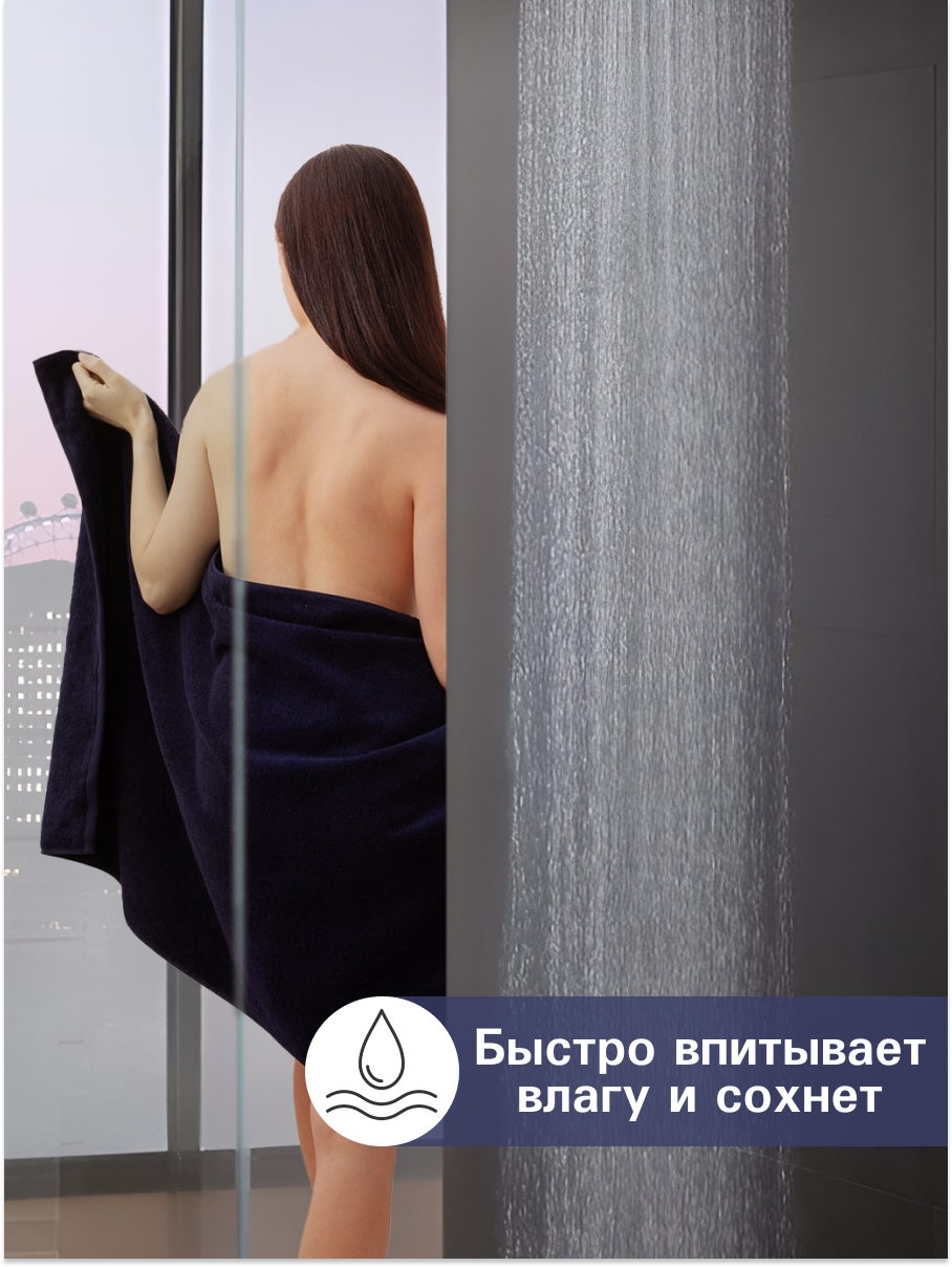 Полотенце махровое 70х140 FEHU Тёмно-синий/Чёрно-синий 500гр/м2 Хлопок 100% - фото 5