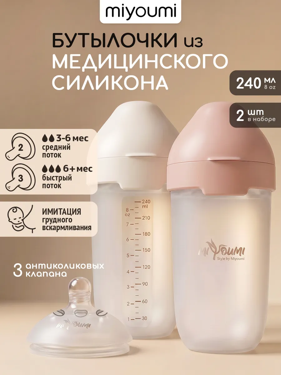 Бутылочка Miyoumi Anti-Colic 240 мл 2 шт. - фото 1