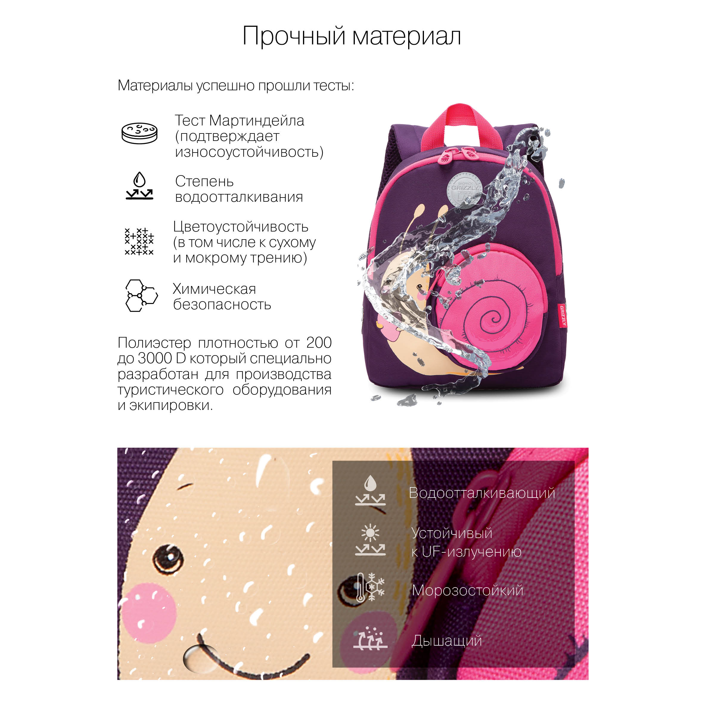 Рюкзак дошкольный Grizzly Улитка - фото 10