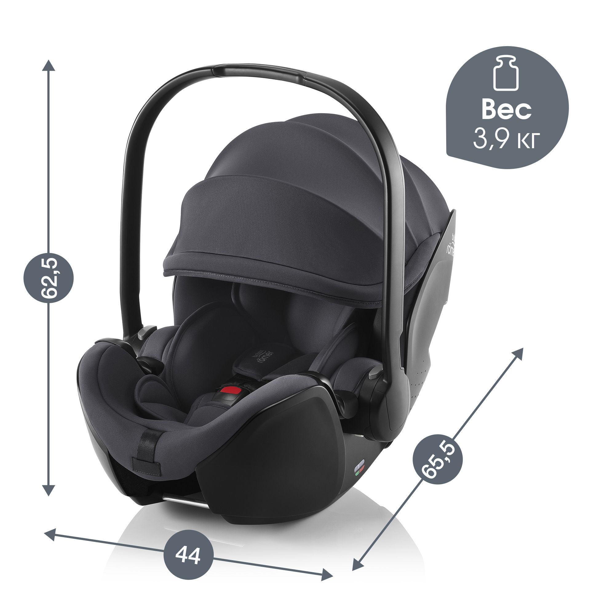 Автокресло Britax Roemer Baby-Safe Pro Midnight Grey Isofix 0 (0 -13 кг) серый - фото 12
