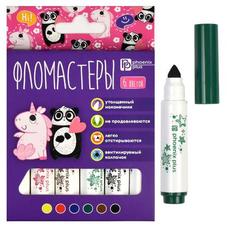 Фломастеры Феникс + 6 цв.