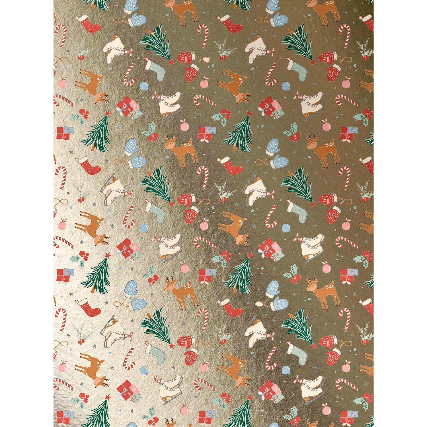 Бумага оберточная новогодняя Феникс Презент Стильная зима немелованная 100*70см - фото 1