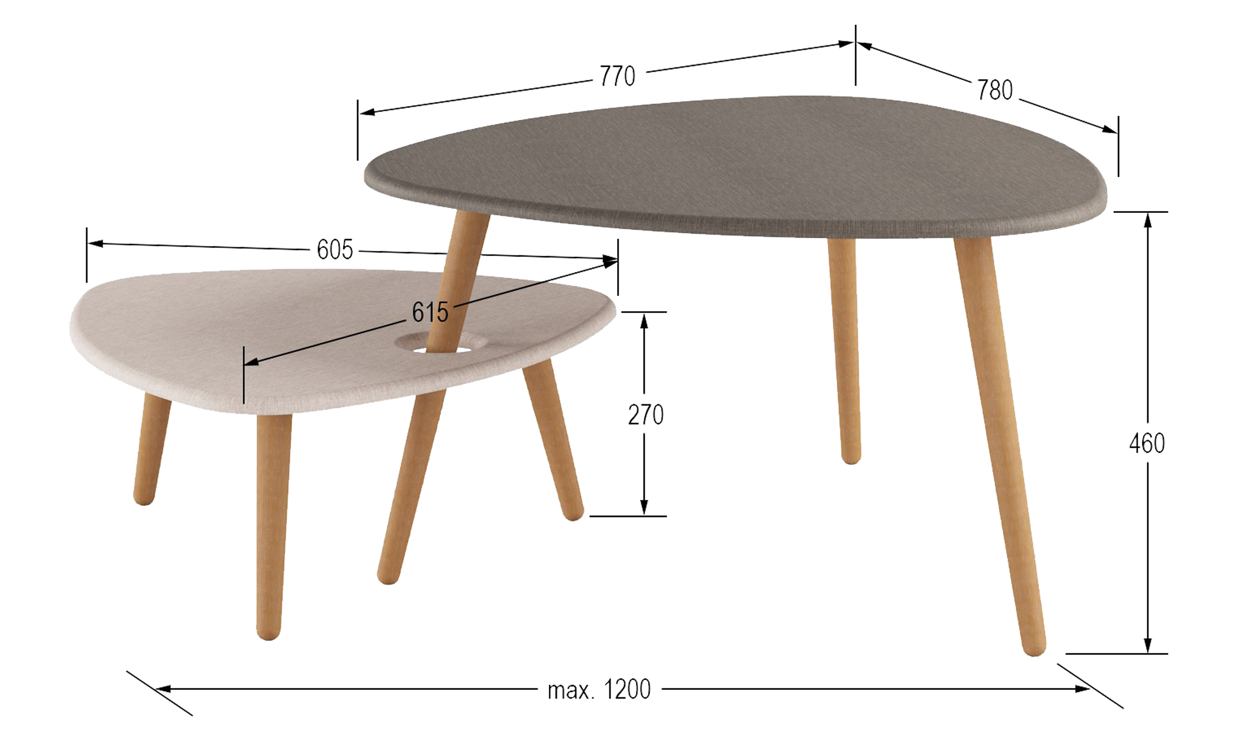 Стол журнальный КАЛИФОРНИЯ МЕБЕЛЬ Стилгрей Серый лен Бежевый лен - фото 3