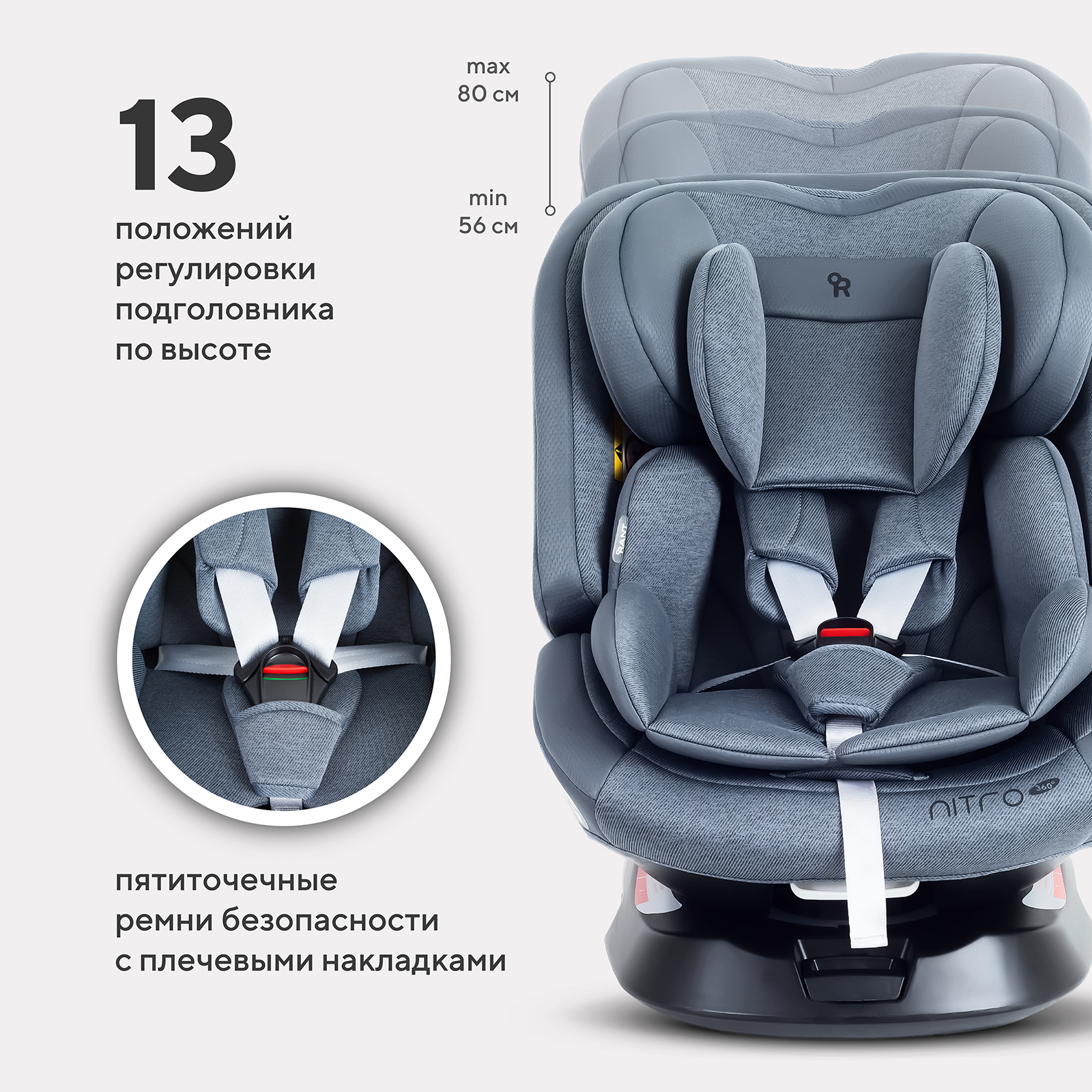 Автокресло Rant Nitro new isofix Isofix 0+/1/2/3 (0-36 кг) серый - фото 7