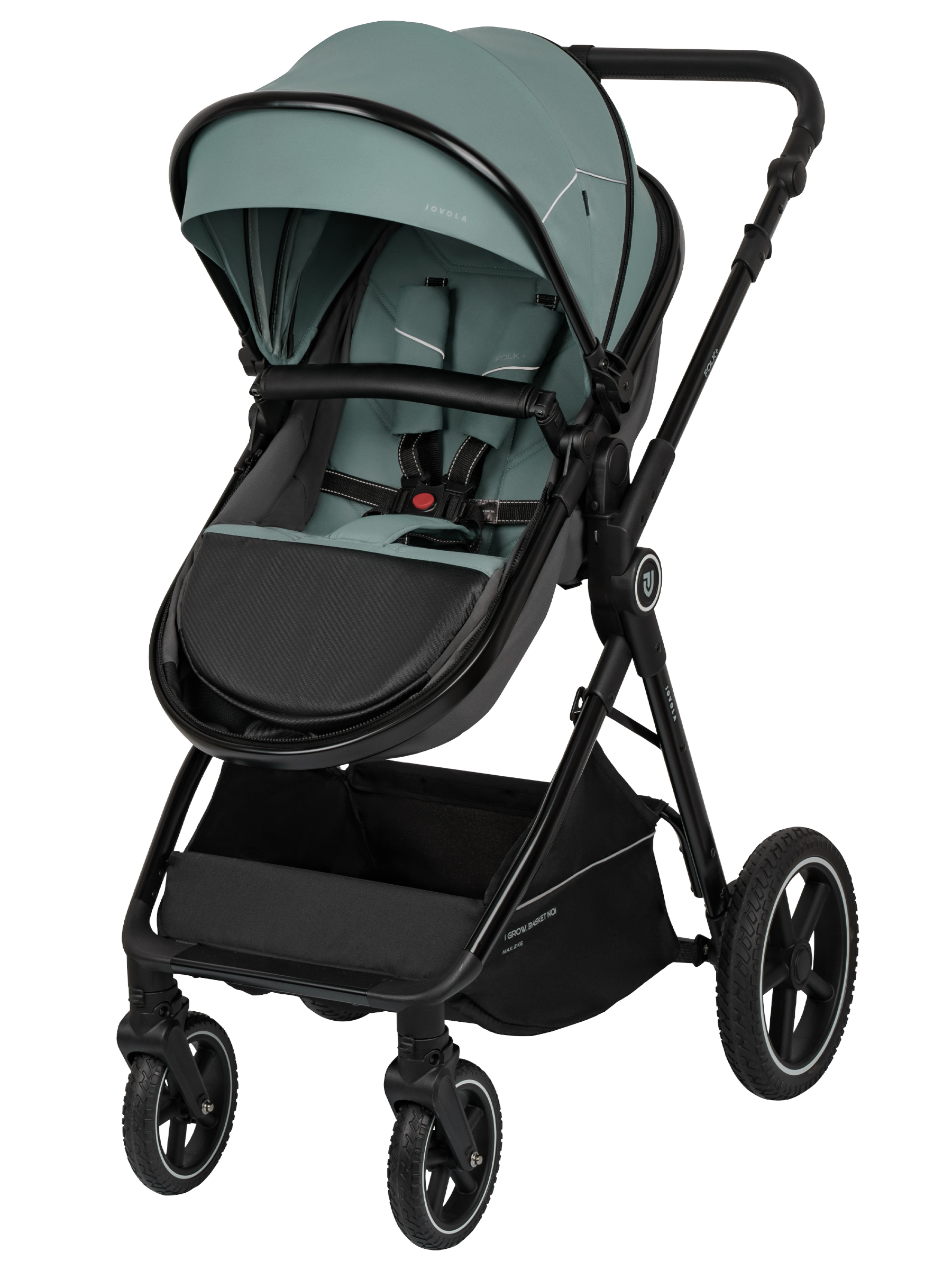 Коляска трансформер JOVOLA Folk+ 3в1 зеленый - фото 18