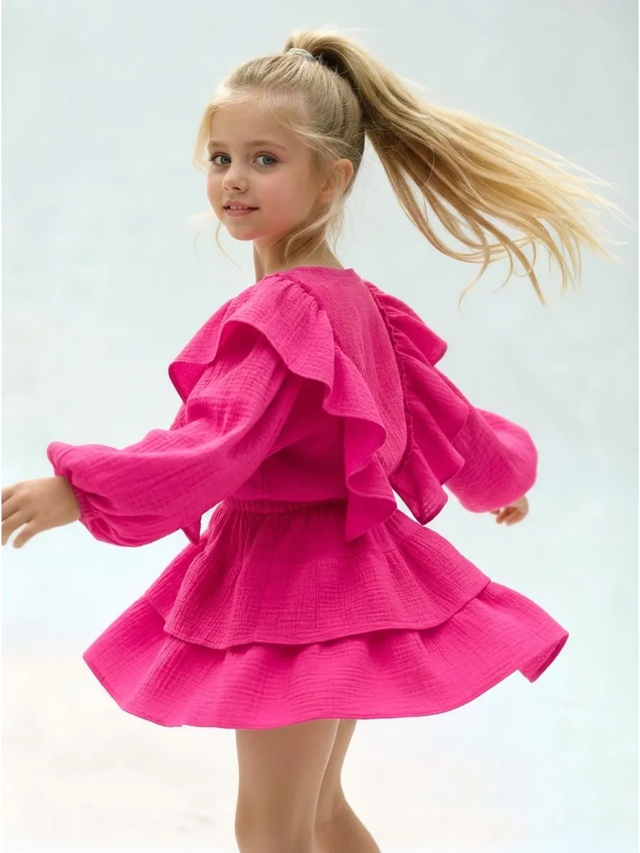 Блузка и юбка Leli dress костюм_муслин_с_юбкой_фуксия - фото 3