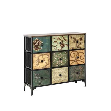 Комод Leset Лунет 9 ящиков Каркас Черный ящики Мульти зеленый