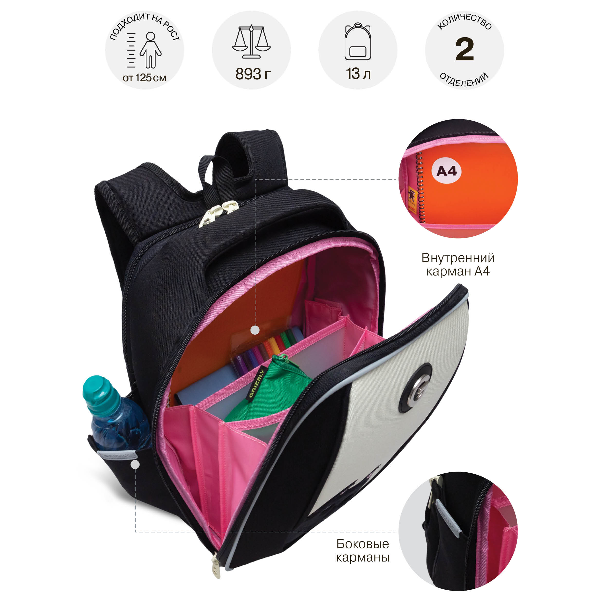 Ранец Grizzly Для девочки - фото 11