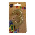 Свеча-цифра для торта Свечной маркет украшение в виде цифры 3, 7 см, на ножке